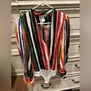 Buddy love stripe bodysuit NWOT